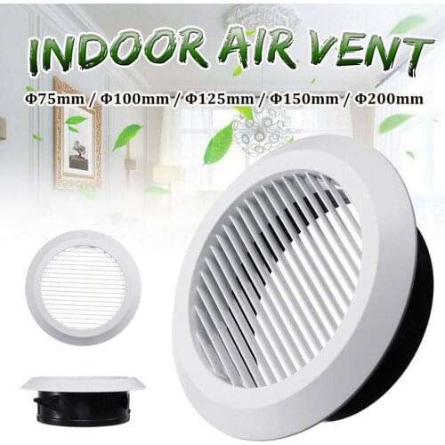 Air Vent Grille Circular Indoor Ventilation Outlet Duct Pipe Cover Cap 75mm/100mm/125mm/150mm/200mm For Bathroom Kitchen Office
