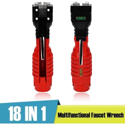 18 in 1 Faucet Wrench Multifunctional Double Head Sink Installer with Level Bubbles Magnet Flume Wrench Anti-slip Plumbing Tools