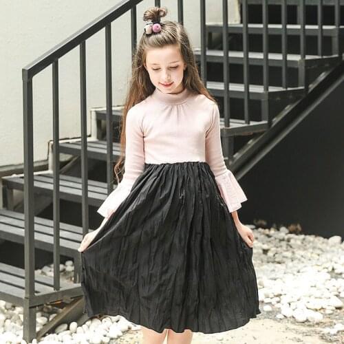 New 2018 Spring Summer Dress Girls Dresses Of The Big Sizes Kids Dresses For Girls Long Sleeves Stitching Princess Dress
