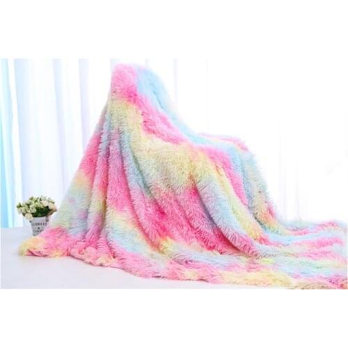 Tie-dye gradient rainbow blanket Soft Fluffy Blanket Office nap winter sofa blanket Cozy Faux Fur Throw Blankets for Decorative