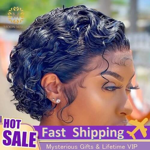 Pixie Cut Wig Human Hair Short Curly Pre Plucked Bleached Knots Wigs Bob Wig Lace Front Human Hair Wigs 13x1 Lace Front T Lace