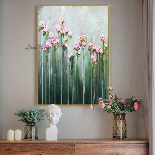 Christmas Abstract Modern Landscape Handmade colorful Abstract Flowers Oil Painting on Canvas For Home Decorative Wall Art