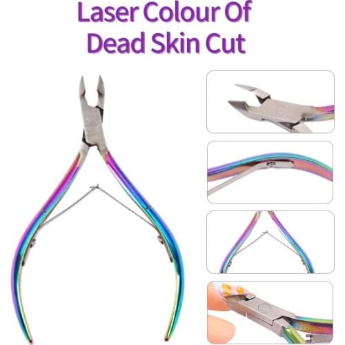 Nail Cuticle Nipper Stainless Steel Rainbow Tweezer Clipper Dead Skin Remover Scissor Plier Pusher Tool