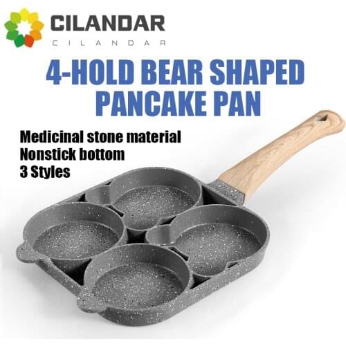 Four-hole Frying Pot Pan Thickened Omelet Pan Non-stick Egg Pancake Steak Pan Cooking Egg Ham Pans Breakfast Maker Cookware