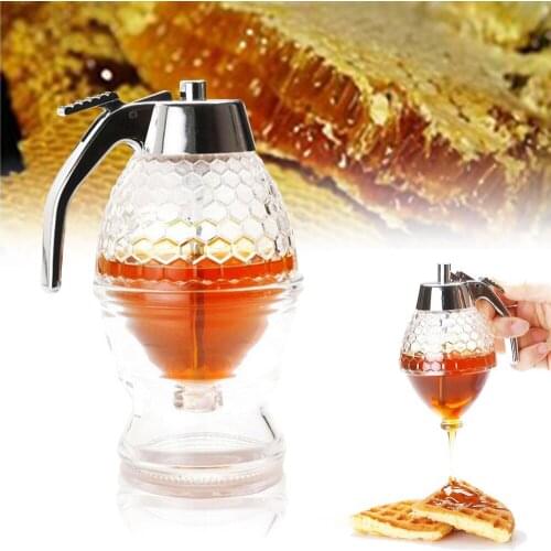 Glass Crystal Honey Dispenser Transparent Honey Storage Container Bottle 2