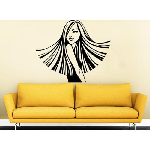 Cool Cosmetic Girl Face Beauty Salon Wall Decal Vinyl Stickers For Haircut Barber Shop Fashion Make up Girl Interior DecorSYY566