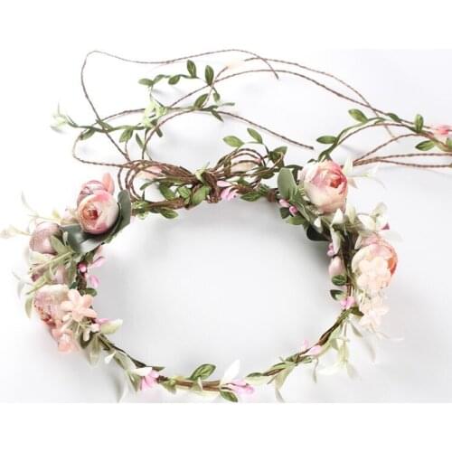 Wedding supplies adjustable bridal headdress garland seaside holiday simulation flower hair band head flower wedding decoration
