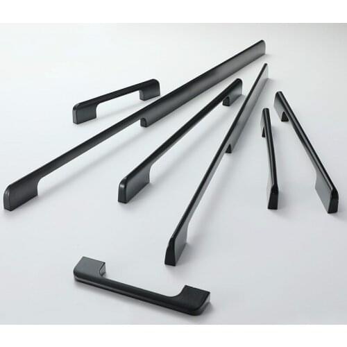 Lengthened Handle Aluminum Alloy Wardrobe Handle Modern Black Kitchen Cabinet Door Handle Drawer Hardware Furniture Decoration