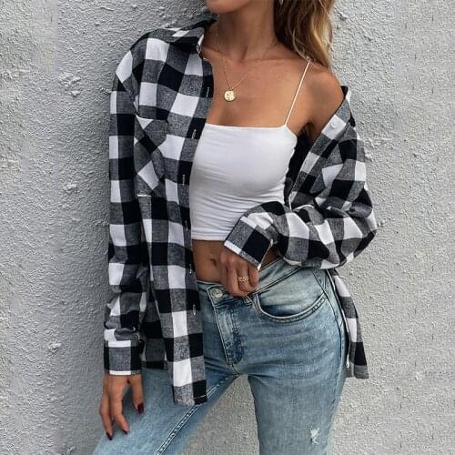 GypsyLady vintage plaid Casual Blouse Shirt Long Sleeve Autumn V-neck Women Blouse pocket button front Holiday Female Tops 2021