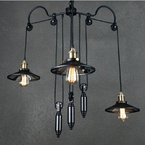 Loft Vintage Pendant Lights Iron Pulley Lamp Bar Kitchen Home Decoration E27 Edison Light Fixtures Free Shipping pendant lights
