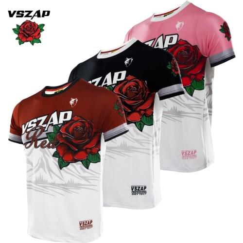 VSZAP comprehensive combat sports T-shirt rose MMA short sleeve baseball fight Thai Boxing Fitness suit for men
