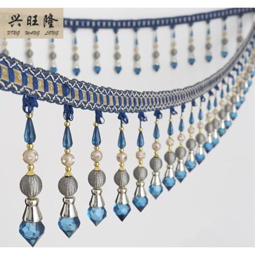 XWL 6M/Lot 14cm Wide Beaded Fringe Trim For Curtain Tassel Lace Accessories DIY Crystal Ribbon Sofa Lamp Decorative lace Trim