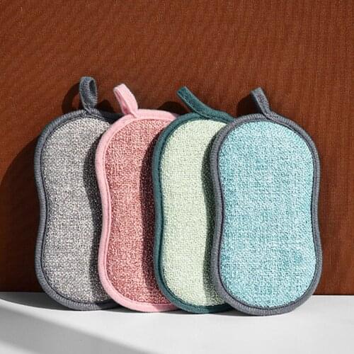 1Pc Double-side Cleaning Sponge Multi-purpose Kitchen Washing Bowl Dishes Pots Sponge Scouring Pad, Hanging Wipe Sponge Brushes