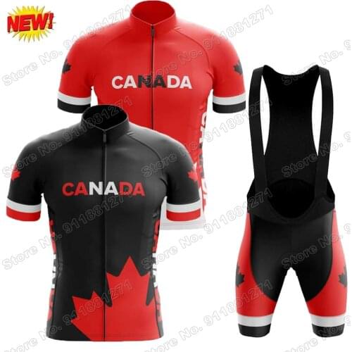 2021 Invert Team Canada Men Cycling Jersey Set Summer Bicycle Clothing Road Bike Shirts Suit Bicycle Bib Shorts MTB Ropa Maillot