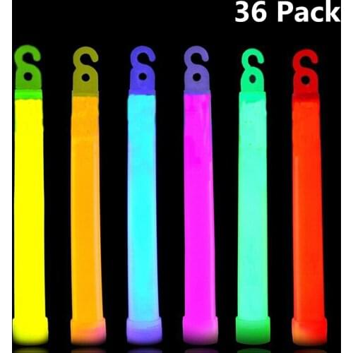 36 Ultra Bright Glow Sticks Plus - Bulk Pack Industrial Grade - 6 Inch Waterproof 12 Hour Duration- Mixed Colors
