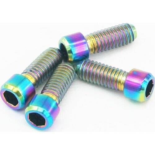 4 PCS M4x10mm Rainbow GR5 Titanium Bolts Screws For Bike Derailleur