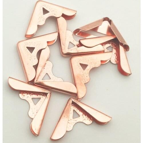 50PCS/Lot 17X17X3mm Rose Gold Metal Book Corners For Photo Albums Menus Folders DIY Scrapbooking Decor Corner Protectors WD0277
