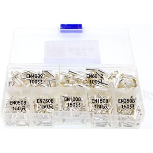950Pcs Set 7 sizes EN Copper Ferrule Non-Insulated Wire Strip Pin Assortment Kit