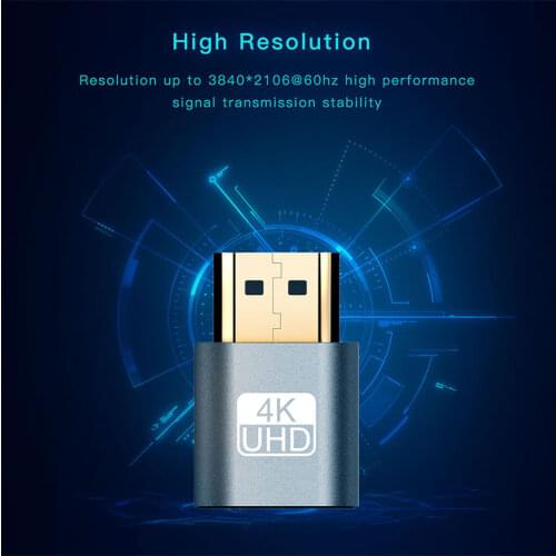 HDMI-Compatible Virtual Display Adapter Gold Plate HDMI DDC EDID Dummy Plug Headless Ghost Display Emulator Lock Plate Up To 4K
