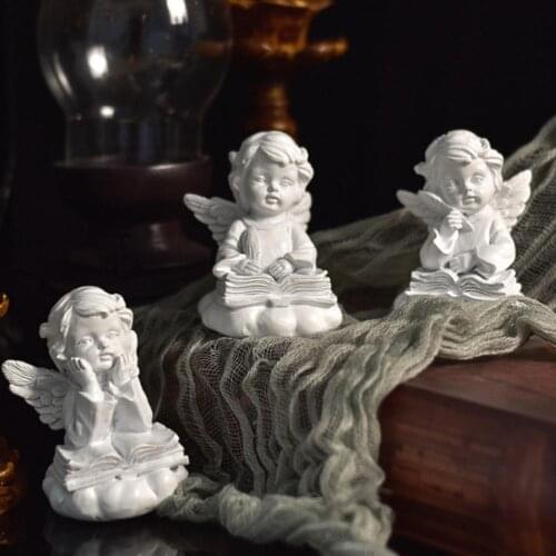 Angel Plaster Miniature Figurines Ornaments Sculpture Resin Girl Decoration Crafts Cute Fairy Statue Room Desktop Home Decor