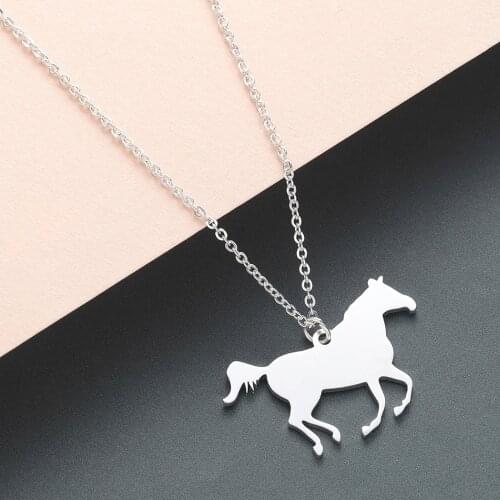 Chandler 1pcs Stainless Steel Horse Necklace For Women Running Horse Running Rodeo Choker Necklaces Jewelry Handmade Accessories