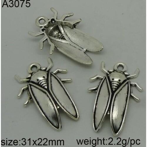 Cicada Charms Fashion DIY Metal Zinc Alloy Handmade Charms DIY Jewelry Animals Cicada Pendant Charms 25pcs 31*22mm