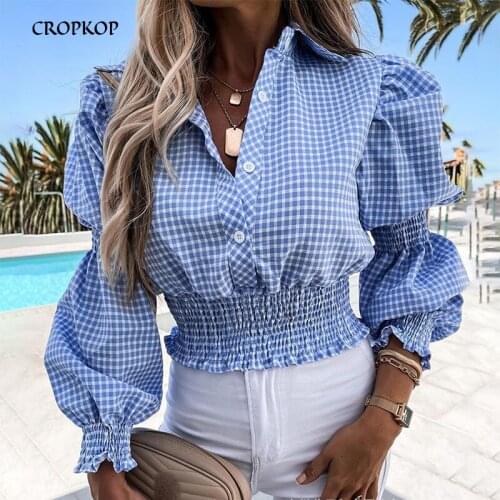 CROPKOP Blue Blouses