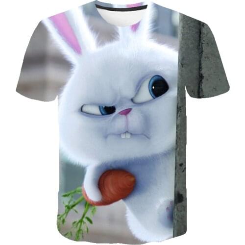 Cartoon Cunning Rabbit Boys T Shirt Kids Animal Tshirt Cute T-Shirts for Girls Child T-Shirts Children Clothing 2020 Casual Tops