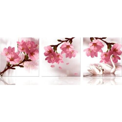 Diy 3pcs diamond painting orchid flower triptych mosaic cross stitch 5d embroidery full square round drill decoration icon