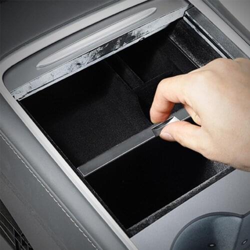 For Tesla Model 3 Y 2021 Car Central Armrest Storage Box Organizer Center Console Flocking/ABS Organizer Containers Holder