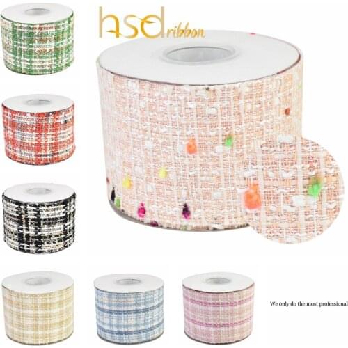 HSDRibbon 3" 75mm colorful hsd-Original Genuine series Linen Fabric Ribbon 25Yards/Roll