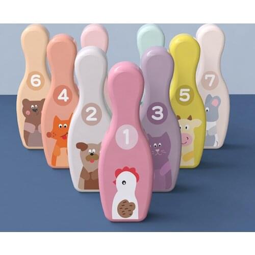 Bowlings Game Sports Entertainment Toy Number Animal Colorful Traditional Early Education Hand-eye Coordination Interactive Toy