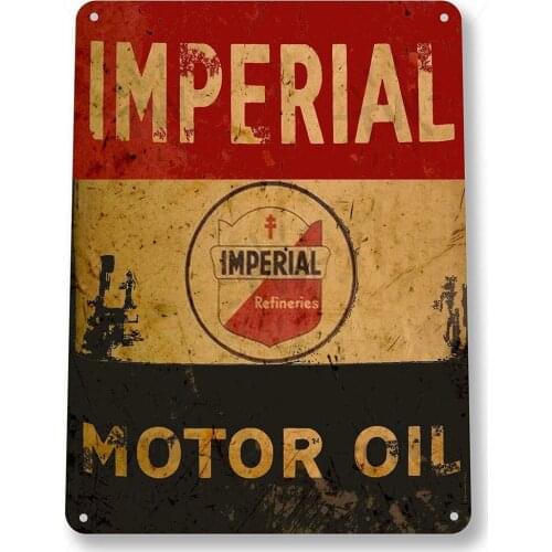 Imperial Motor Oil Gas Oil Garage Auto Shop Rustic Metal Decor Sign