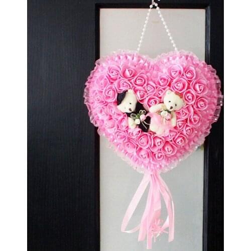 Artificial Flowers Wreaths Wedding Decoration Flowers Foam Roses Heart Shape Decorative Flower DIY Bear Room Wedding Supplies