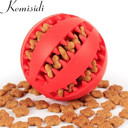 KEMISIDI Pet Dog Toys Ball Nontoxic Bite Resistant Toy Ball for Pet Dogs Dog Food Treat Feeder Tooth Cleaning Ball pet products