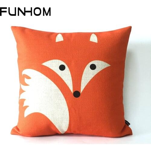 Creative Animal Red Fox Pillow cushion Cartoon home decorative Pillows waist pillow thick linen pillowcase sofa cushion