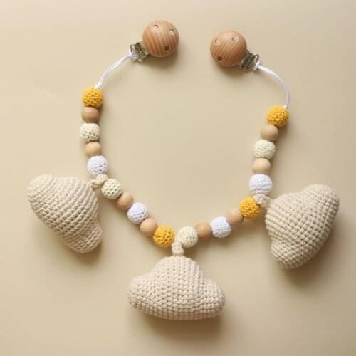 R7RB Baby Stroller Pendant Teether Pacifier Chain Rattle Pram Clip Crochet Beads Clouds Infants Nursing Chewing Toys