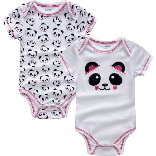 Kavkas Fashion Baby Girls Bodysuits 2 Pcs/set Cute Animal Printed Cotton Summer Short Sleeve Clothes body bebe Infant Wear