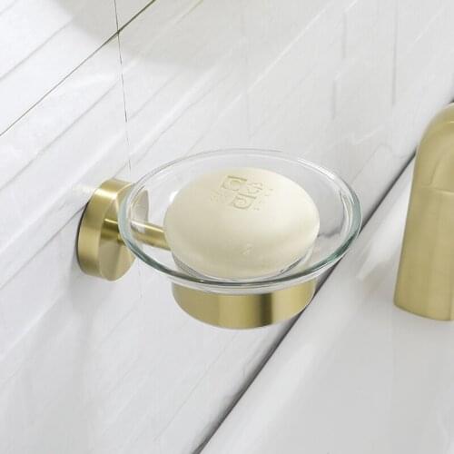 Fashion and Luxury Brushed Gold Soap Dish Holder Wall-Mount Soap Dish Brushed & Gold Vibrant Moderne Brushed Gold