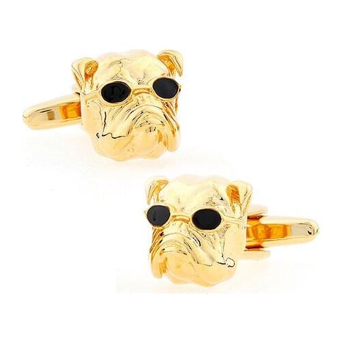Mens Bulldog Cuff Links Copper Material Golden Color