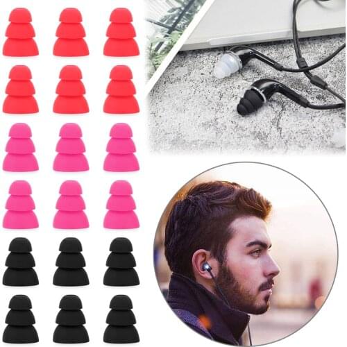 6Pcs New Soft Silicone Eartips Three Layer Earbuds Cover In-Ear Earphone Replacement Cap Earplug Earphone Accessories