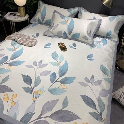 Wide-Sided Large Digital Printing Ice Silk Mat Set, Ice Silk + Breathable Mesh Double-Layer Bed Sheet, Suitable For All Ages