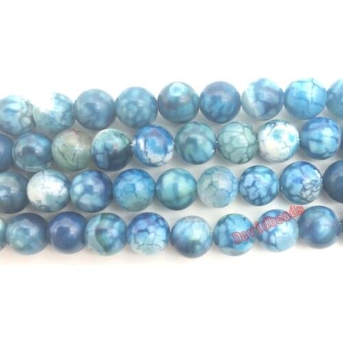 Natural Stone Light Blue Fire Dragon Veins Agates Round Loose Beads 4 6 8 10 12MM Pick Size For Jewelry Making