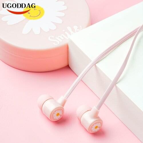 On-ear Headphones Ear Phones Gamer Cartoon Daisy Headset Wired Earbuds Handfree Earplugs with Microphone For xiaomi air Samsung