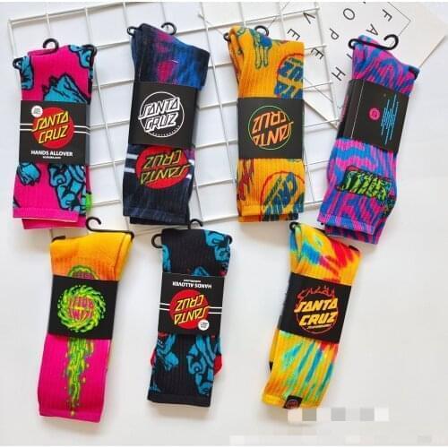 7pairs Mens socks Screaming Skateboard Hand Hip Hop Funny Hombre Knee-High Stocking For men Skater Middle High Streetwear
