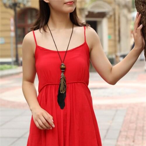 New Big Feather Pendant Jewelry for Women Statement necklaces & pendants Wholesale Goth Choker Long Necklace colar Drop Shipping