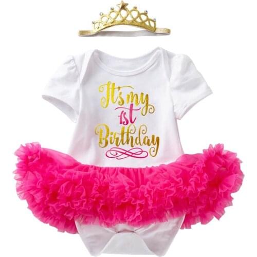 Baby Girls Half 1st 2nd years old Dress My First Birthday Letter Fluffy Tutu Dress+ Crown Headband Outfits Toddler Pink Dresses