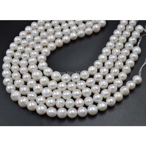 Genuine 11-14mm near round white cultured freshwater pearl strands
