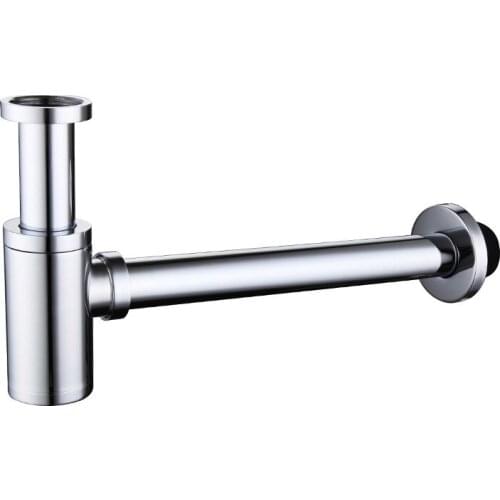 High quality Solid Brass Bottle Trap Bathroom Sink Vanity Basin Pipe Waste Drain Pipe Siphon Drainer P-Trap Wall drain pipe