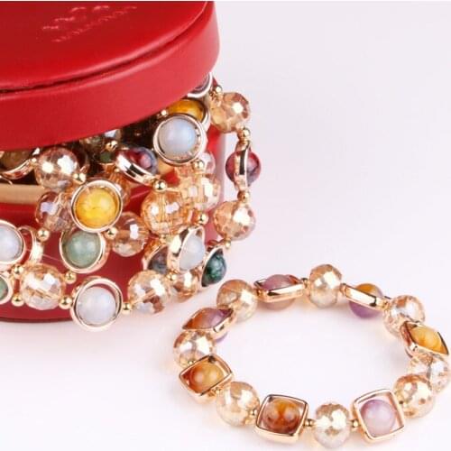 Hgflyxu Crystal Beads Charm Elastic Bracelets for Women Handmade Bangles Gifts Trendy New Fashion Girl Jewelry 2021 Hot